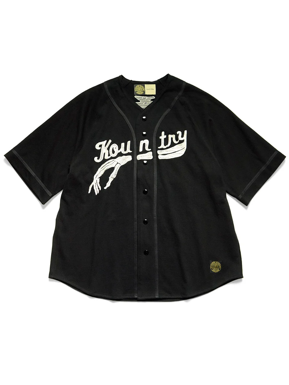 Kapital 16/- Densed Jersey Baseball Shirt (BONE) - Black