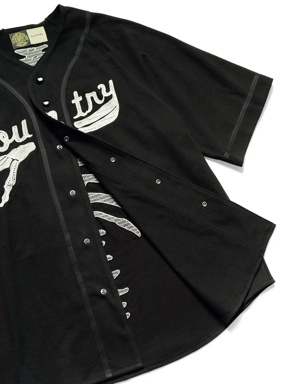 Kapital 16/- Densed Jersey Baseball Shirt (BONE) - Black - Image 6