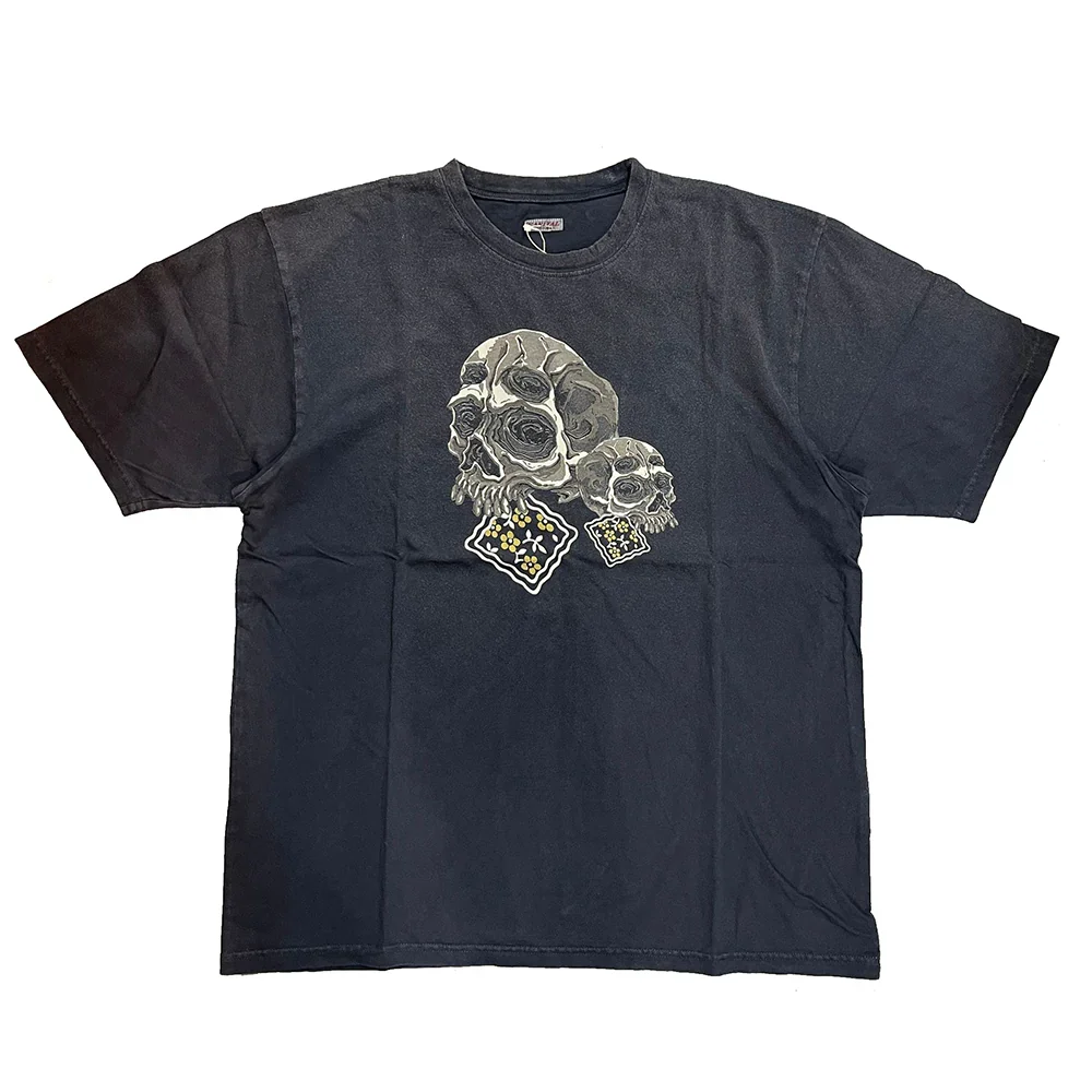 Kapital 20/-Jersey Crew T (PECKISH Rain Skull) - Black