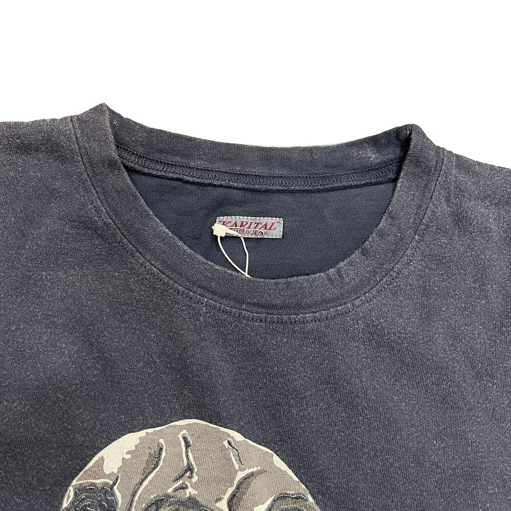 Kapital 20/-Jersey Crew T (PECKISH Rain Skull) - Black - Image 3