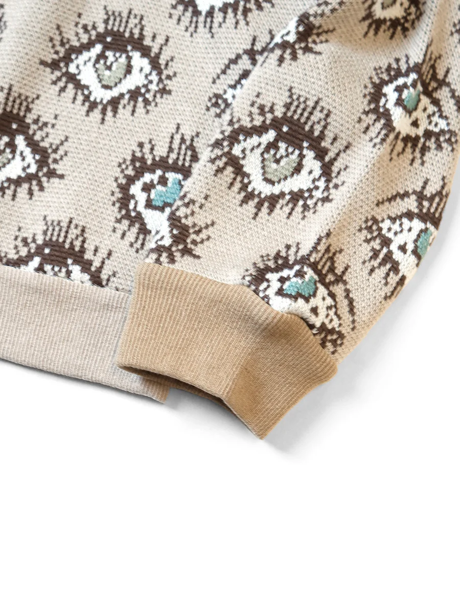 Kapital 8G jacquard knit SPEAKEASY pattern short cardigan - Beige - Image 4