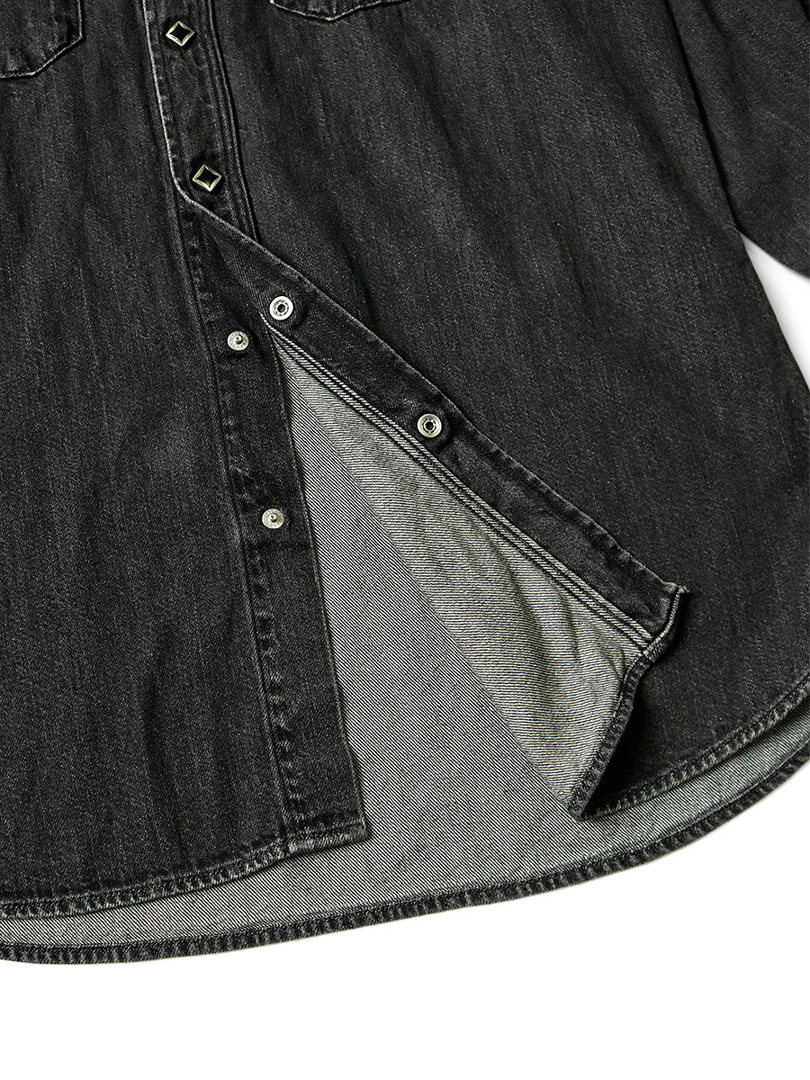 Kapital 8oz black denim western shirt (studs remake) - Black - Image 10