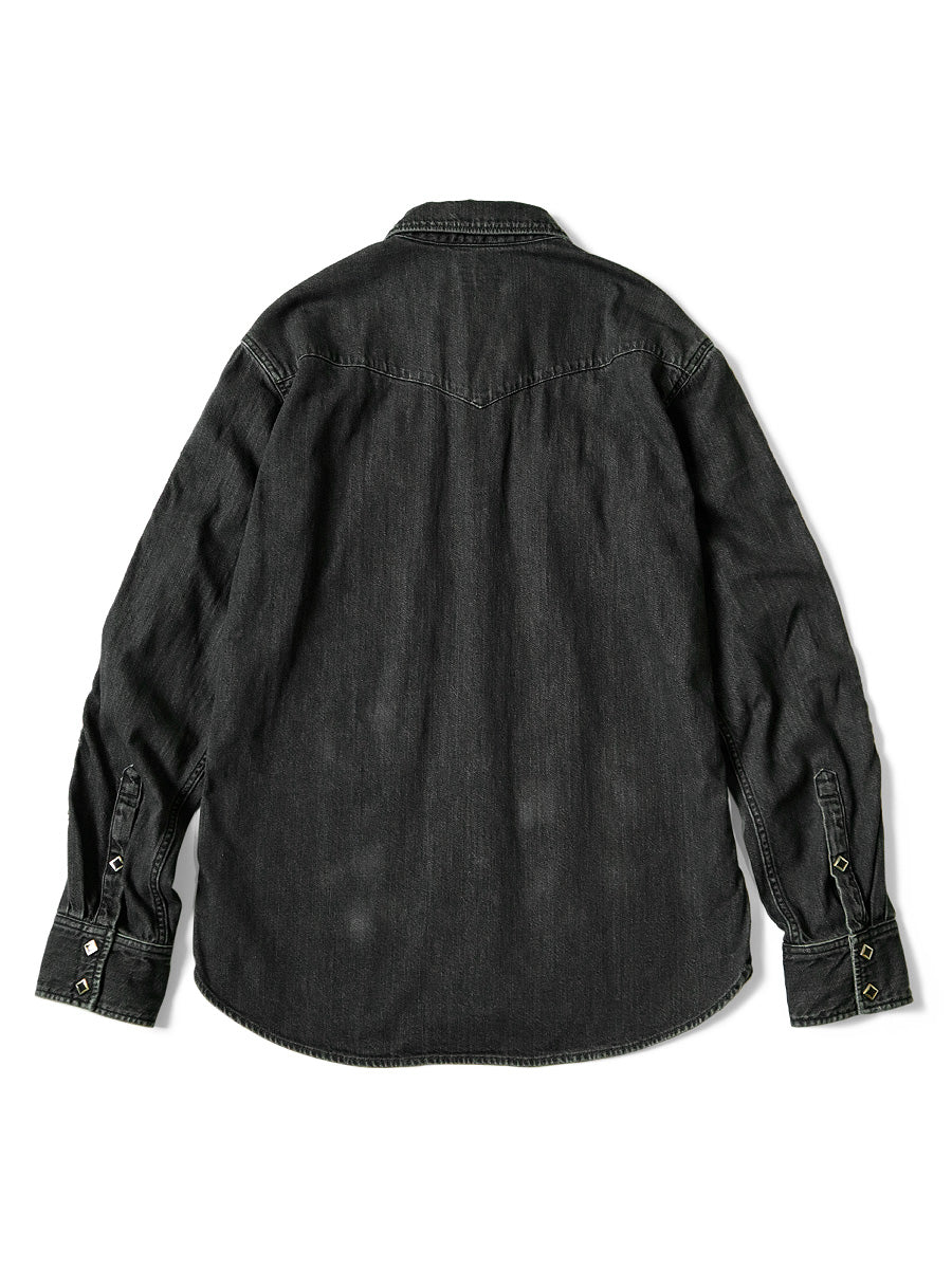 Kapital 8oz black denim western shirt (studs remake) - Black - Image 3