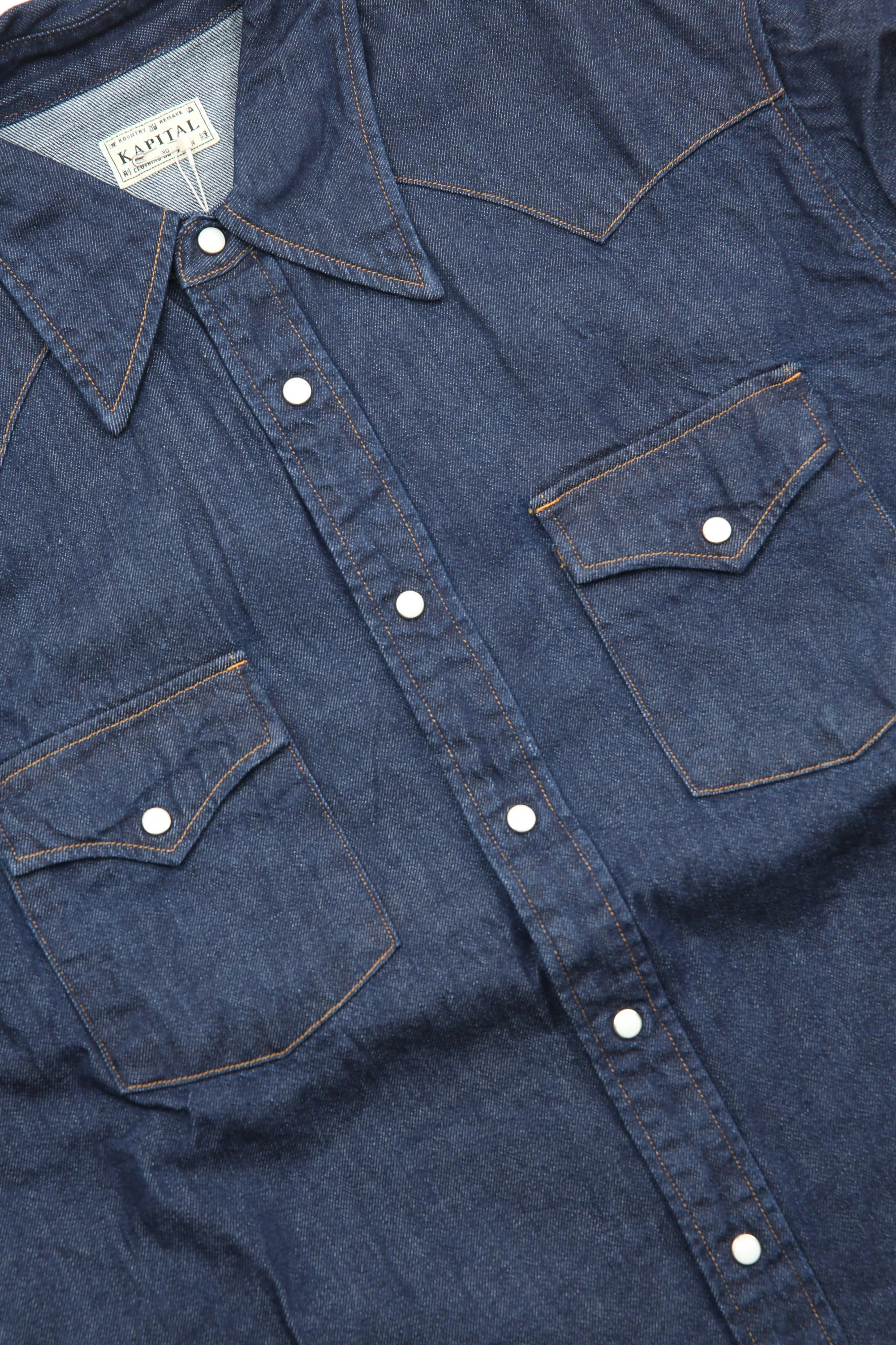 Kapital 8oz Denim HUSKY Western Shirt - Indigo - Image 3