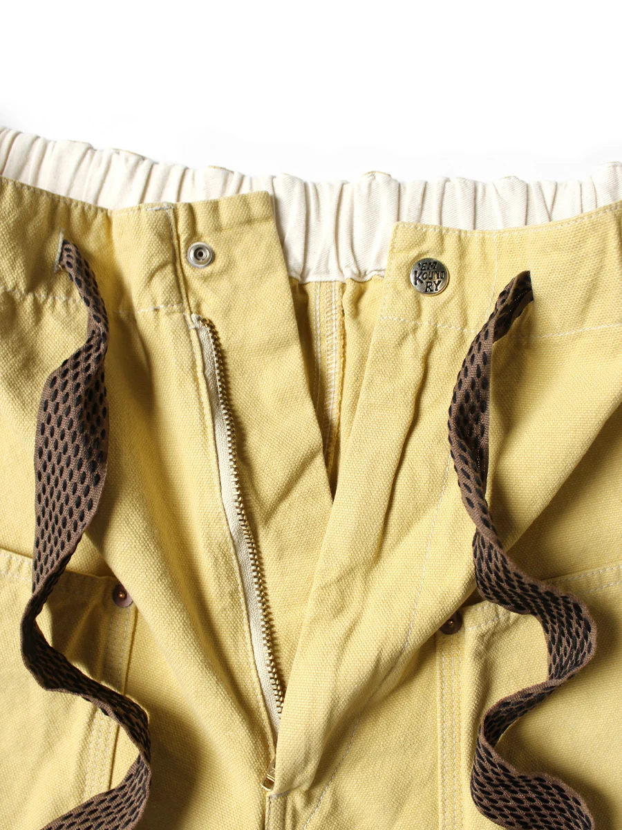 Kapital Canvas W-Knee EASY Short Pants - Sunfade Yellow - Image 4