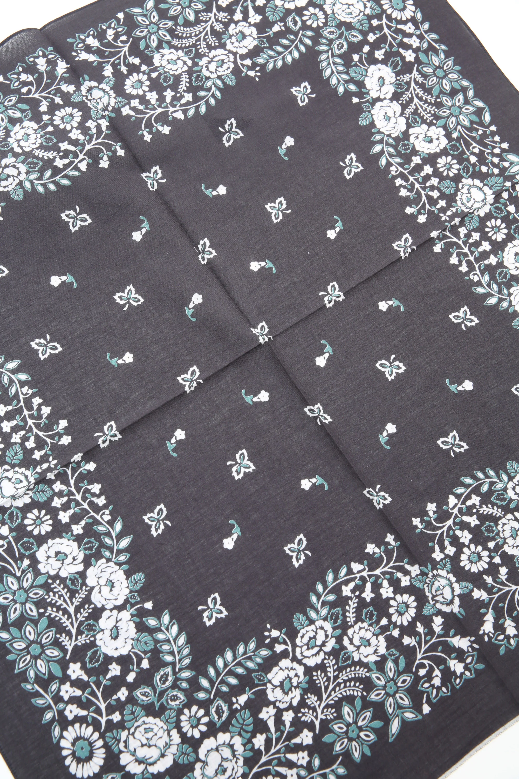 Kapital Fastcolor Selvedge Bandanna (CHURCHILL GARDEN) 30x30 - Black - Image 3