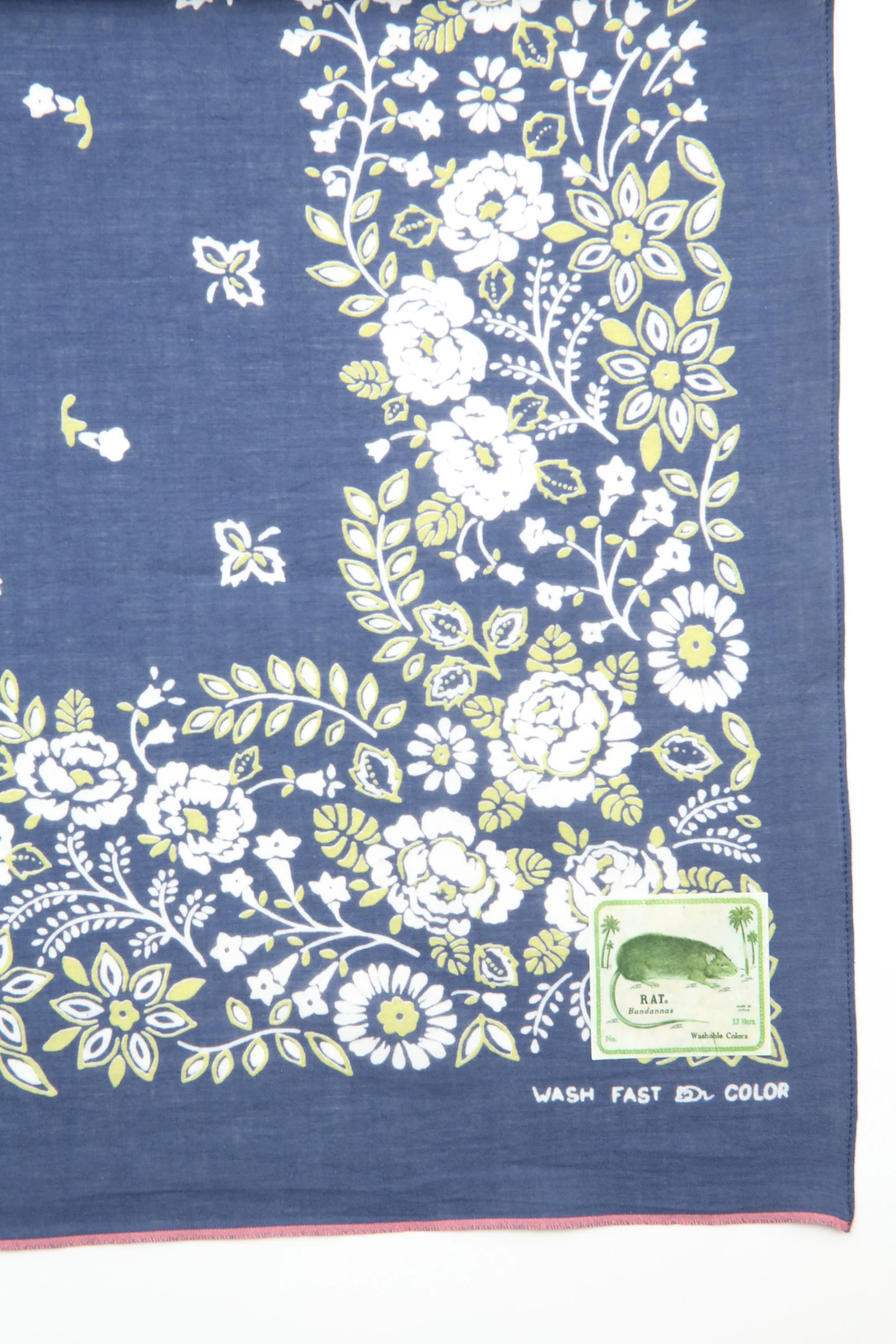 Kapital Fastcolor Selvedge Bandanna (CHURCHILL GARDEN) 30x30 - Navy - Image 2