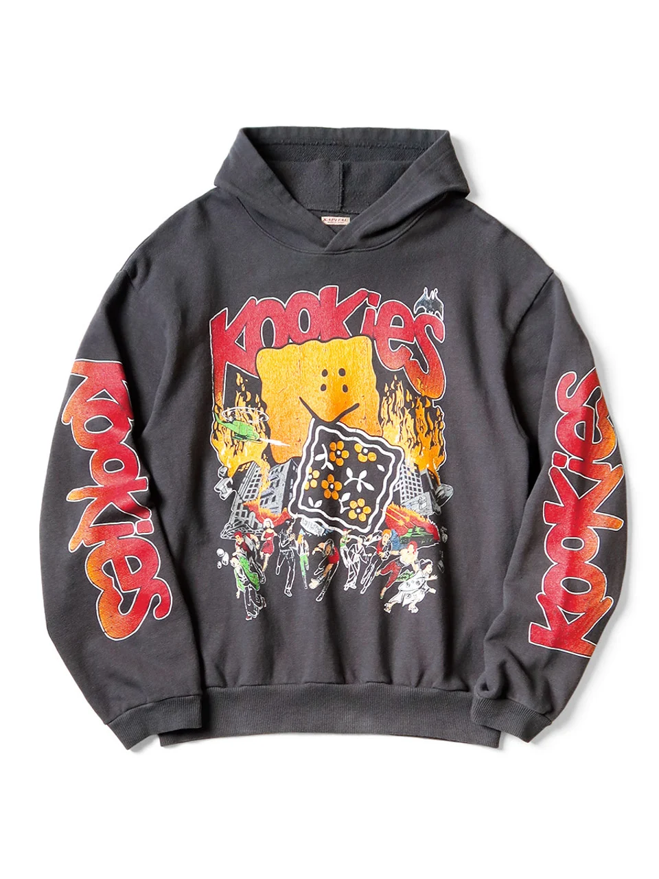 Kapital - Fleece Hooded Sweatshirt (BUSTER PECKISH RAINBOW Ypt) - Ink Black