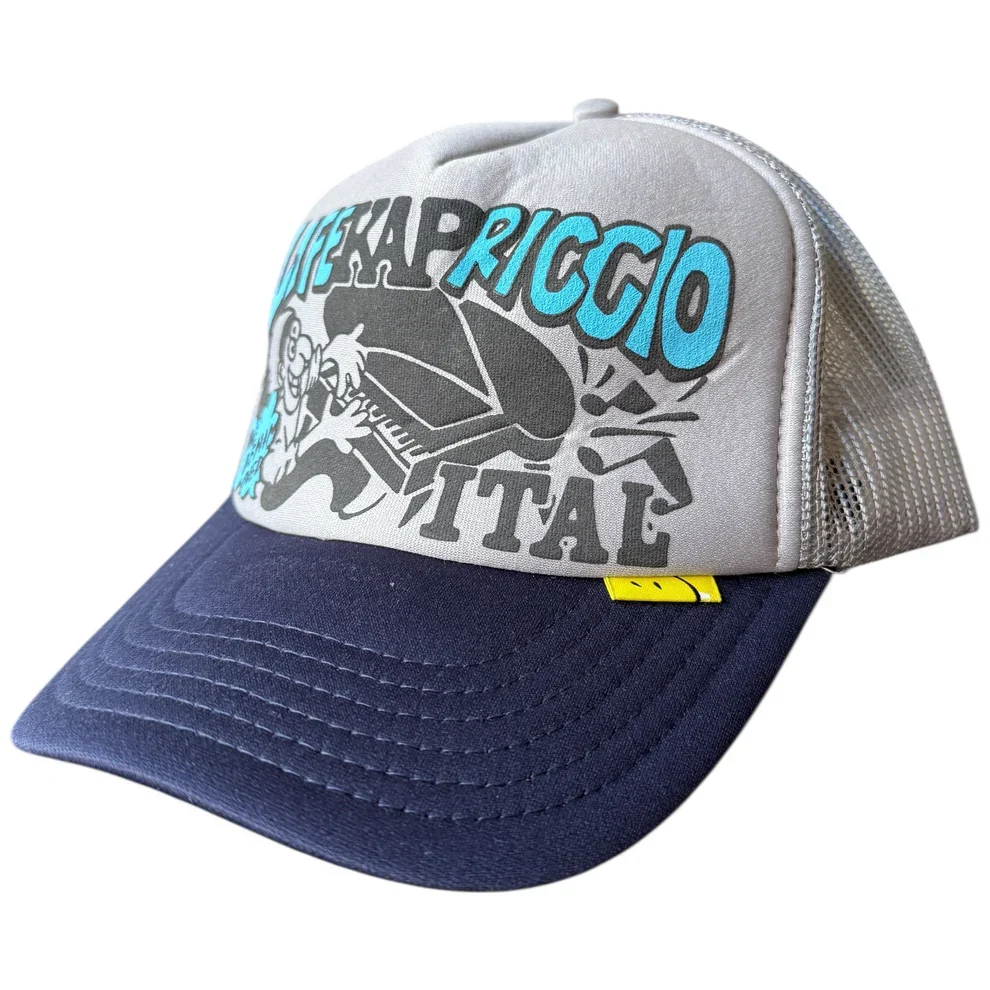 Kapital LIFE KAPRICCIO Track Cap - Gray / Navy
