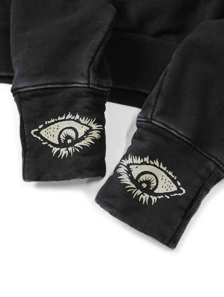 Kapital SWT Knit Raglan Hoodie (SPEAKEASY College) - Black - Image 7