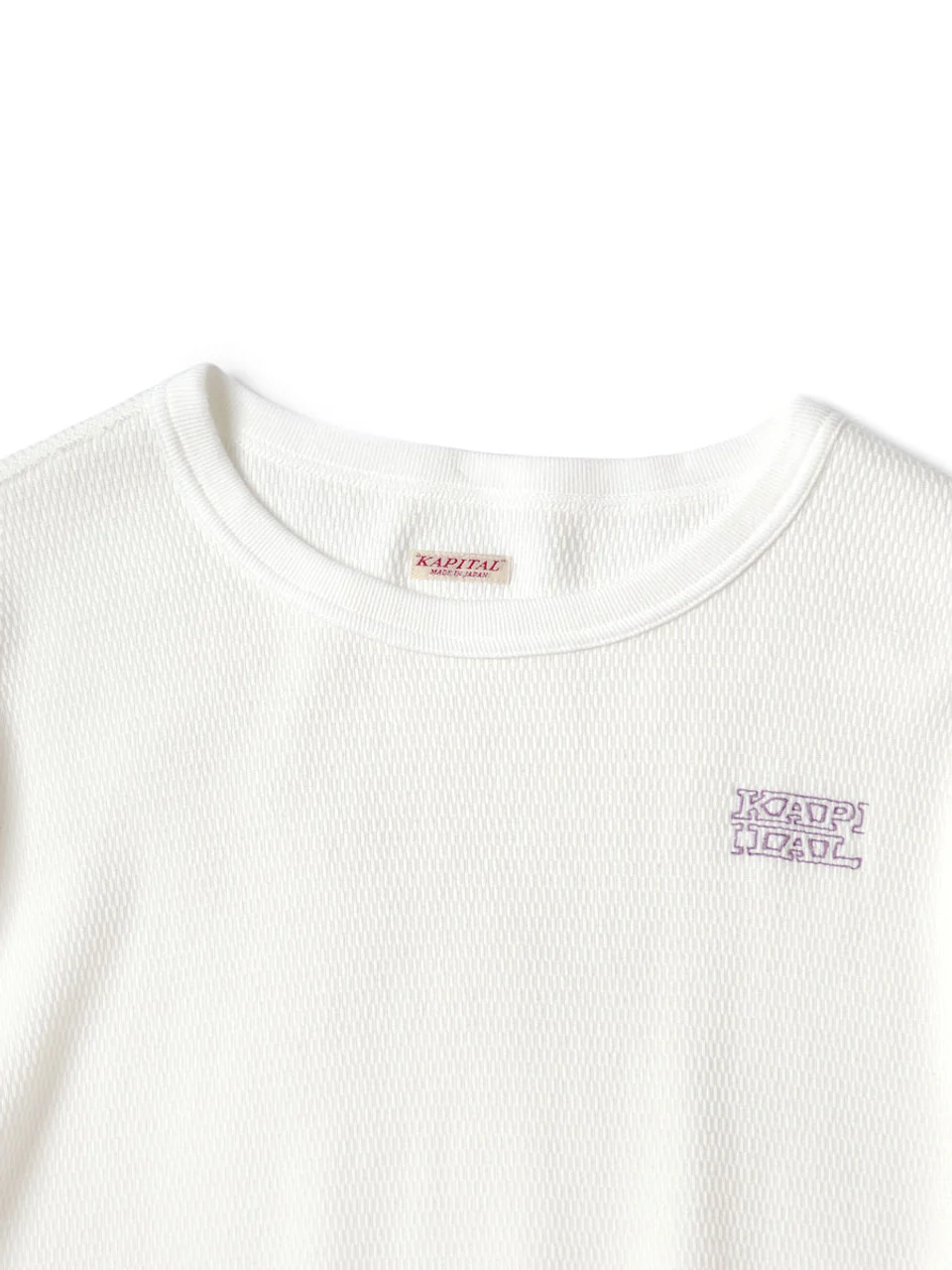 Kapital - Waffle Jersey Long Sleeve T-Shirt - White - Image 2