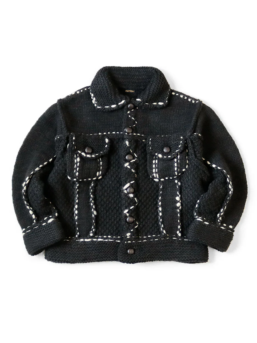 Kapital Wool Hand Knit Cowichan G-Jacket - Black