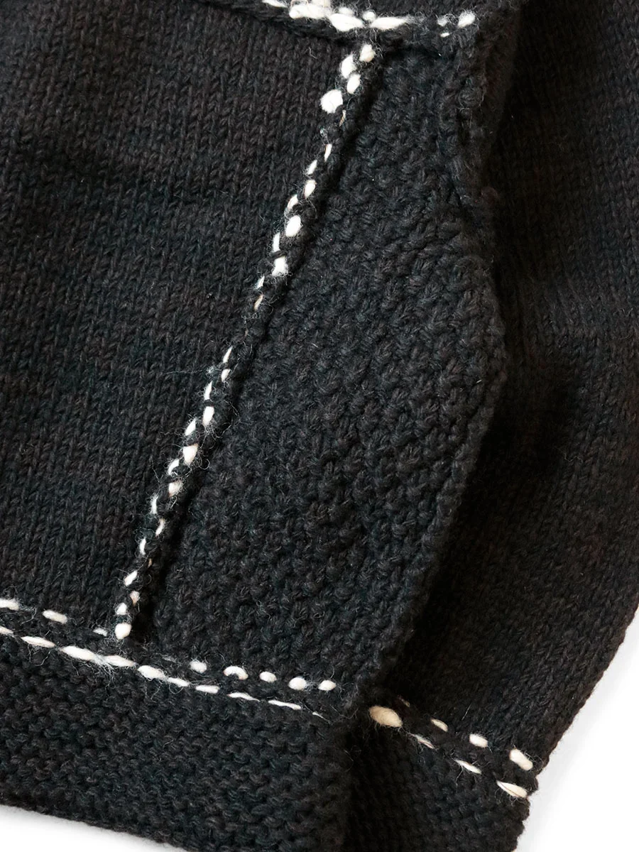 Kapital Wool Hand Knit Cowichan G-Jacket - Black - Image 5