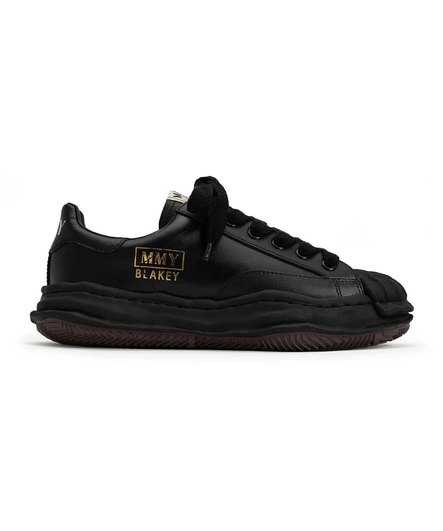 Maison Mihara Yasuhiro - BLAKEY OG Sole Leather Low-top Sneaker - Black x Black - Image 4