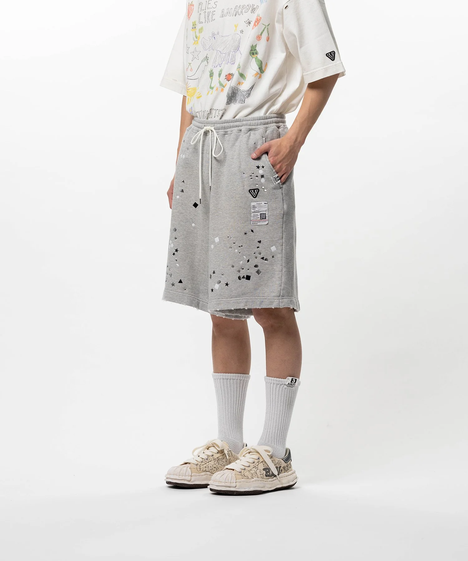 Maison Mihara Yasuhiro Embellished Shorts - Gray - Image 4