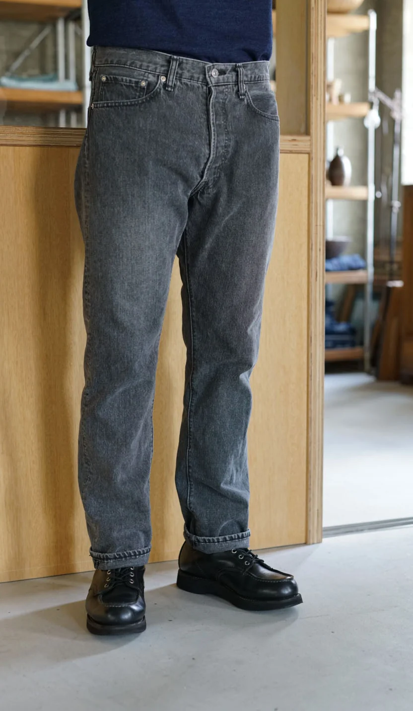orSlow 105 90'S BLACK DENIM - STONE WASH - Image 11