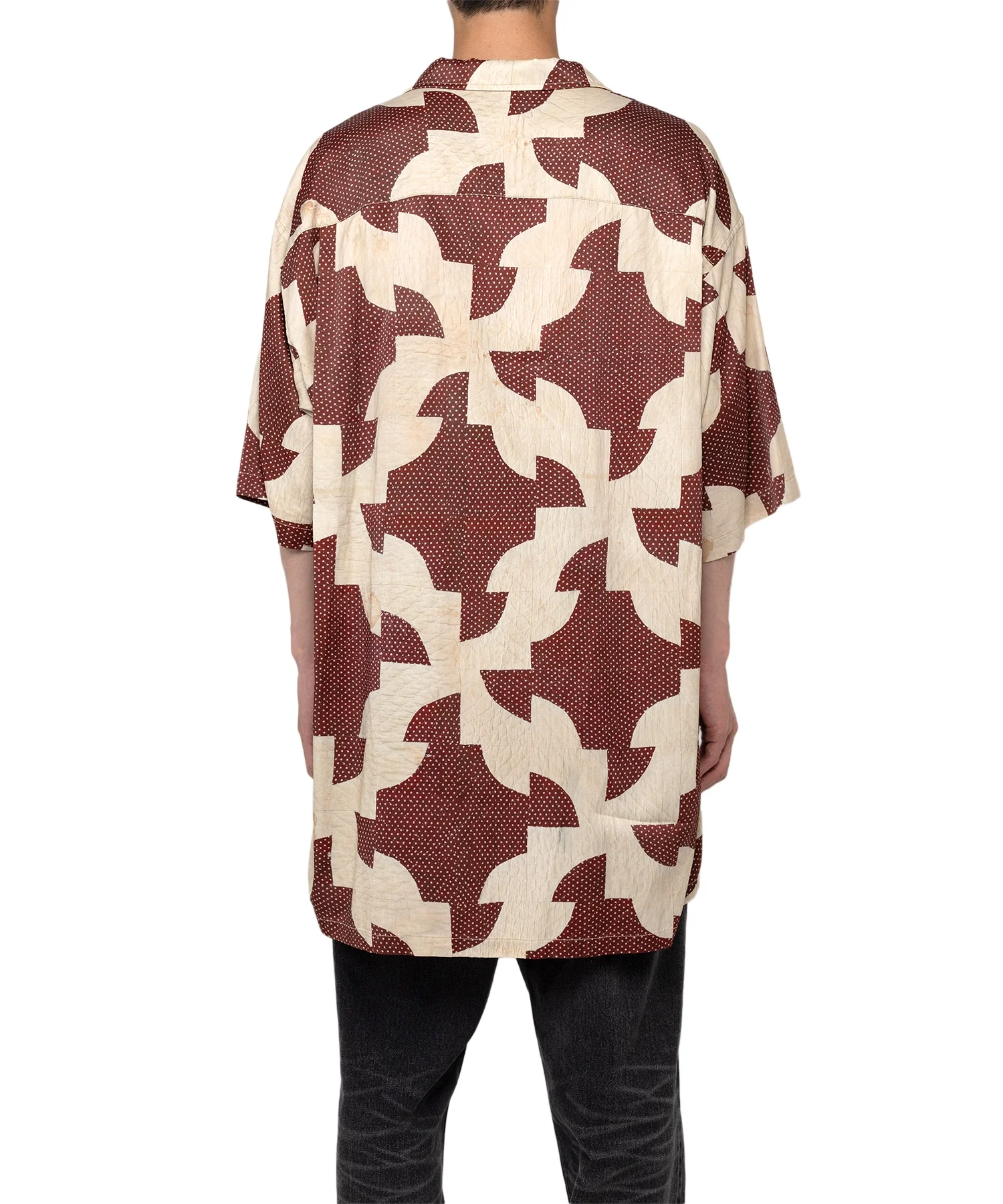 Maison Mihara Yasuhiro MMY- DRUNKER'S PATH QUILT PATTERN PRINTED S/S SHIRTS- BORDEAUX - Image 5