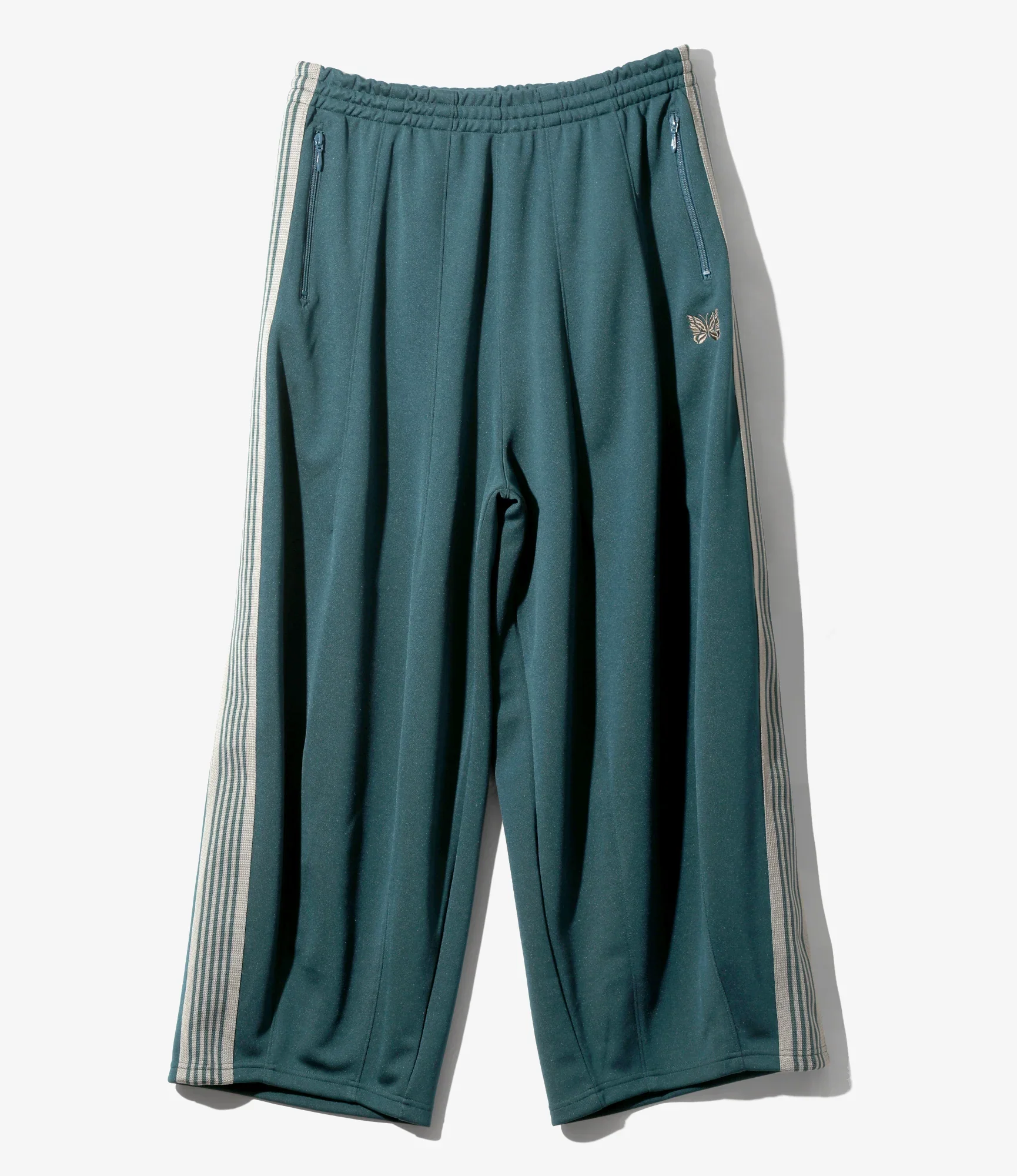 Needles H.D. Track Pants Poly Smooth - Green (Grey Stripe)