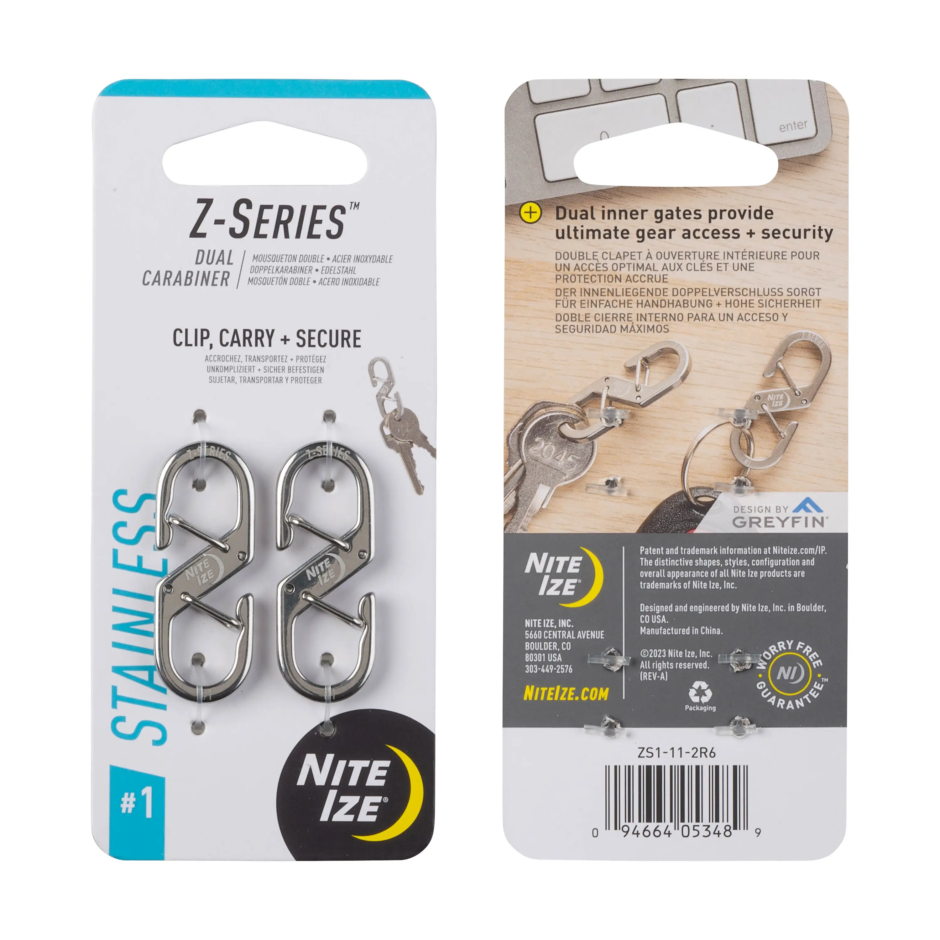 Nite Ize Z-Series Dual Carabiner #1 - 2pk Stainless