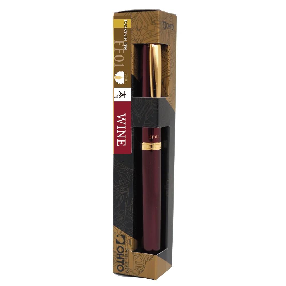 OHTO FF01 Lacquer Fountain Pen - Wine/Gold - Image 3