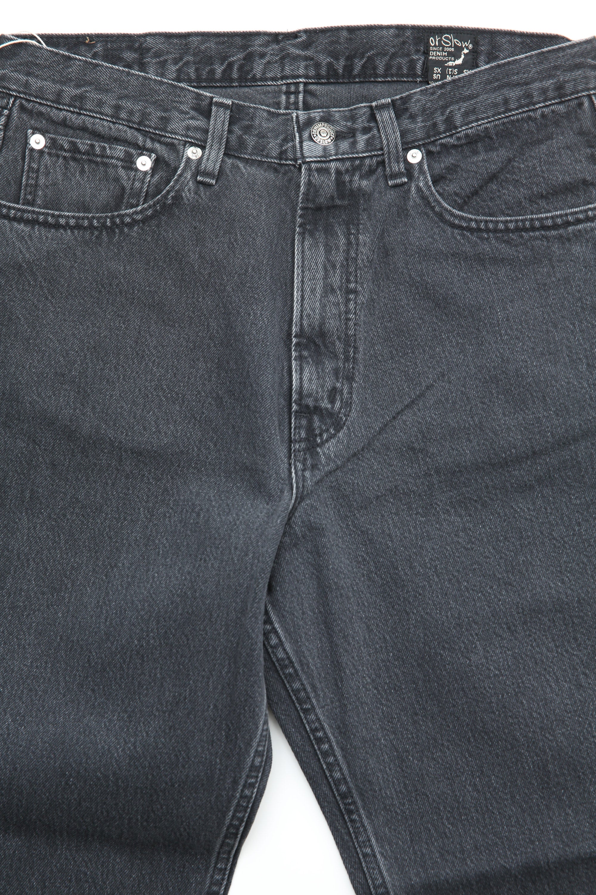 orSlow 101 DAD'S FIT DENIM PANTS (UNISEX) - Black Denim Stone - Image 2