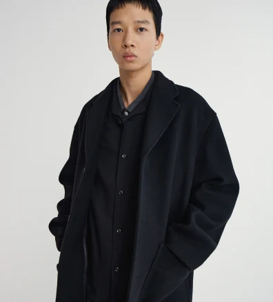 Pottery Melton Wool Half Coat - Dark Navy - Image 2