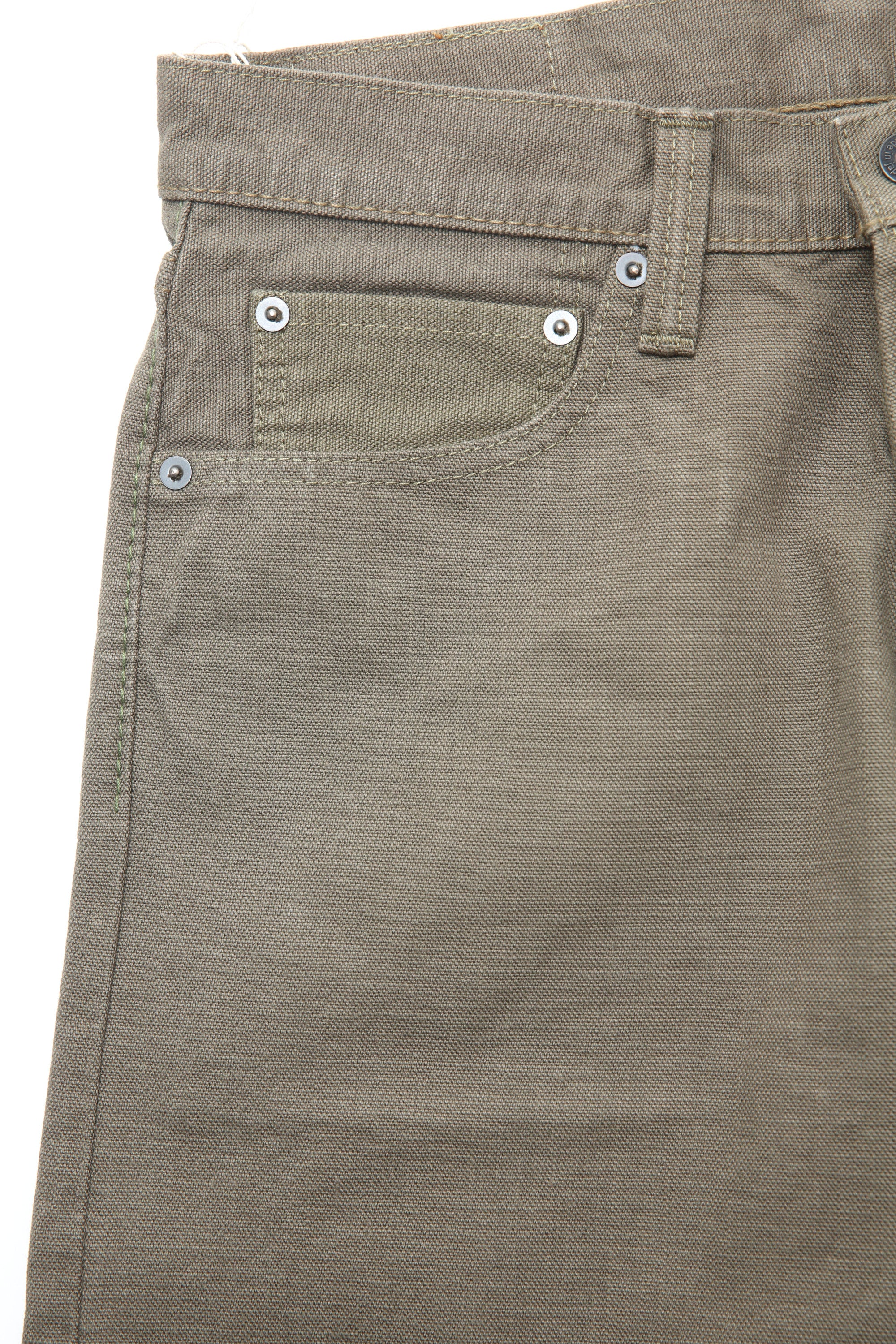 Pure Blue Japan [1175-OLV] Men's Woven Heavy Duck Cloth Relaxed Tapered Wash - Olive - Image 11