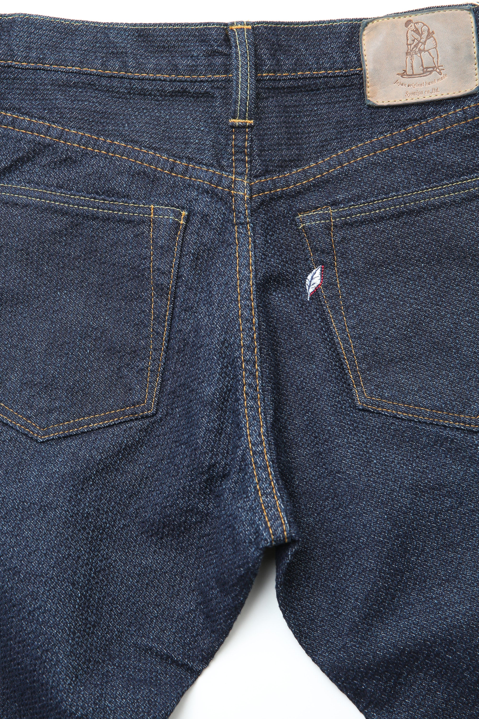 Pure Blue Japan [1170-2-ID] Men's Woven Sashiko Pants Relaxed Tapered Wash - Indigo × Indigo - Image 8