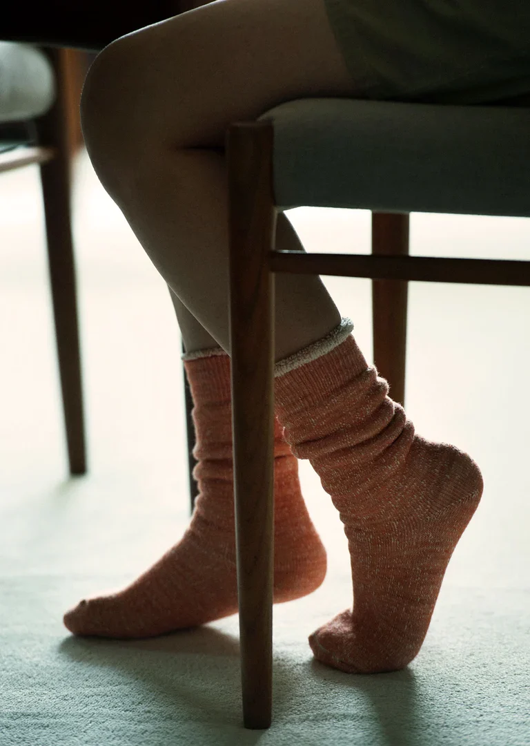 RoToTo Double Face Crew Knit Sock - Orange - Image 5