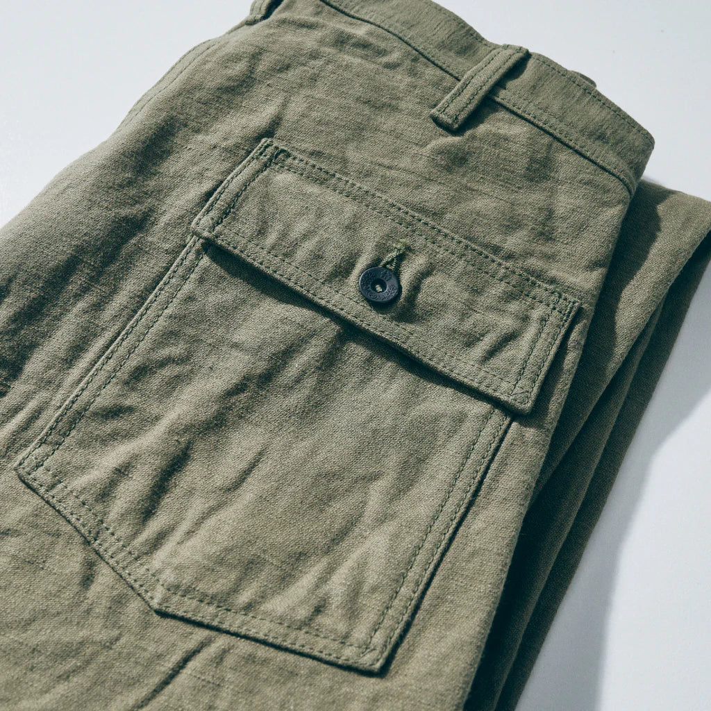 Samurai Jeans [SJ52BP] - 15oz Yarn Dyed Olive Baker Pants - Image 3