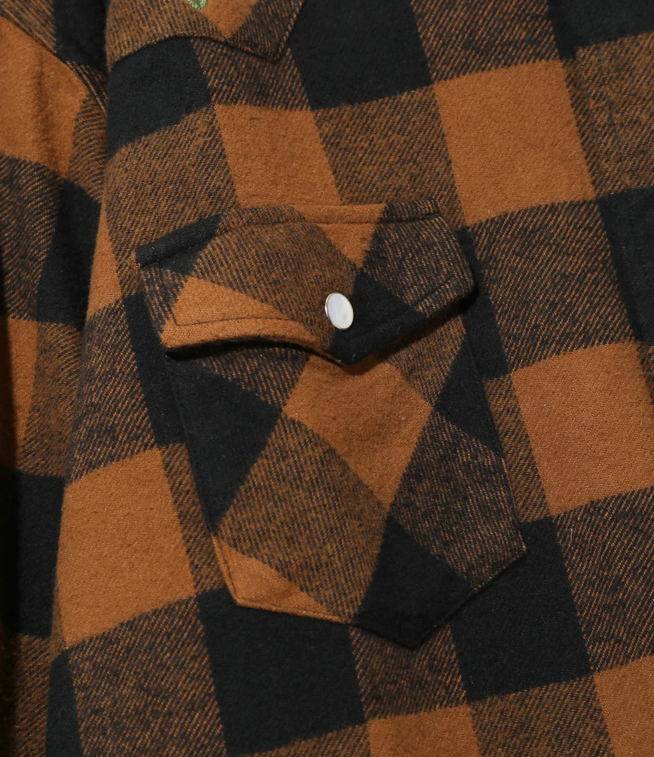 South2 West8 Western Shirt Flannel Twill / Buffalo Plaid - Brown / Black - Image 3