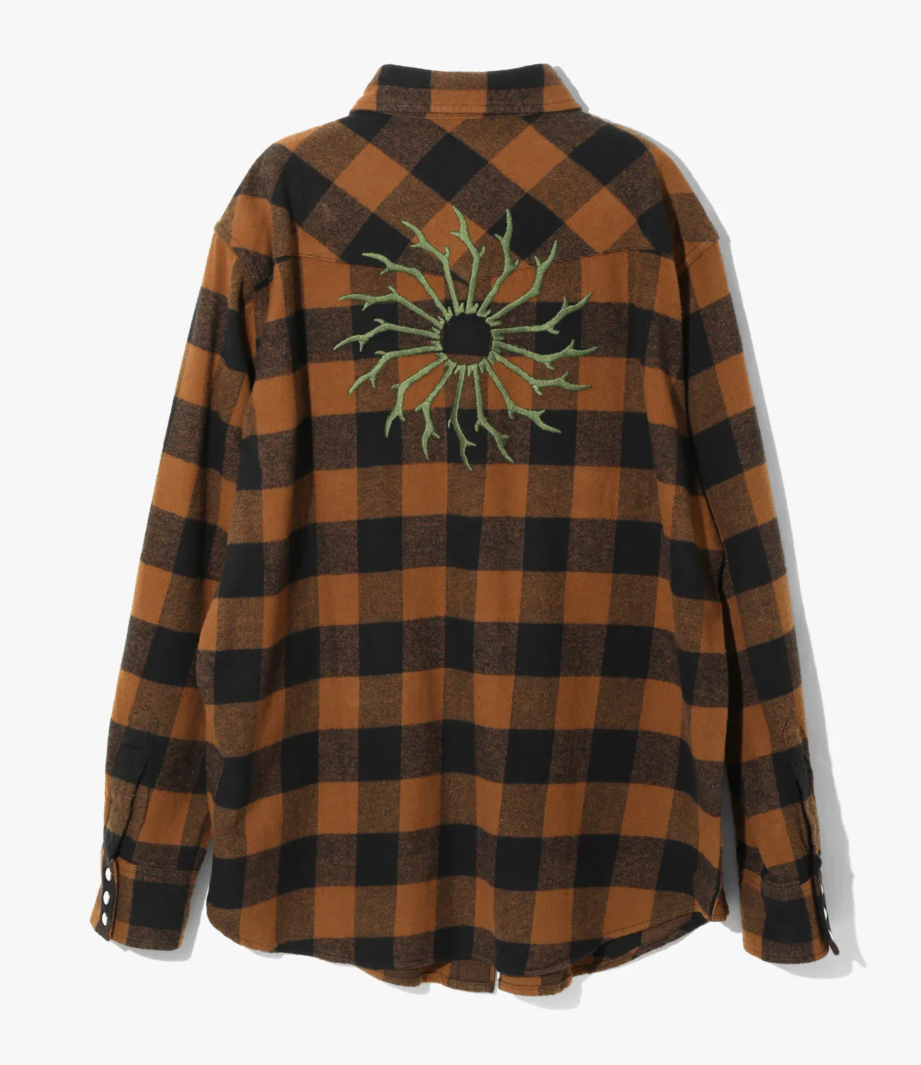 South2 West8 Western Shirt Flannel Twill / Buffalo Plaid - Brown / Black - Image 5