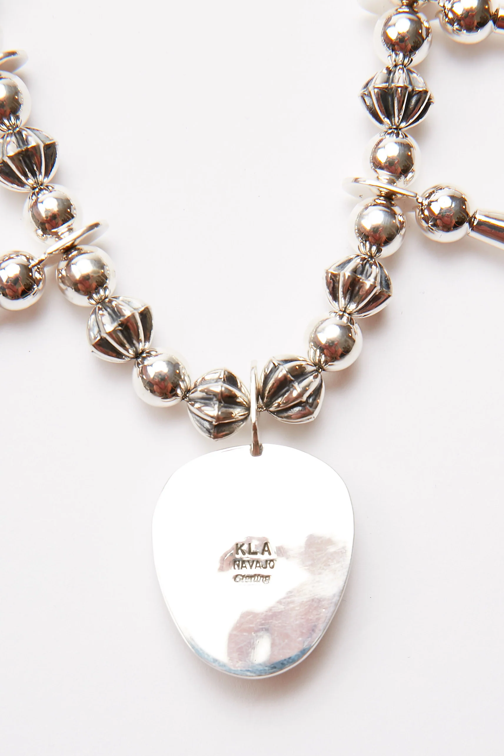 Squash Blossom Turquoise & Sterling Silver Necklace by Kyle Lee-Anderson - Image 6