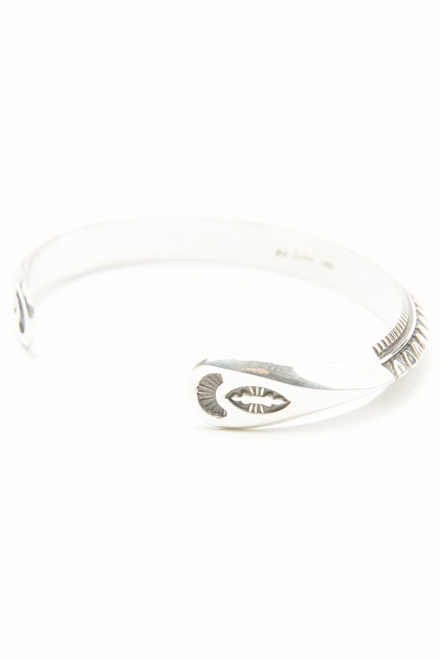 Sterling Silver Triangle Cuff by Lyle Secatero - Mountain | Rain Cuff - Image 3