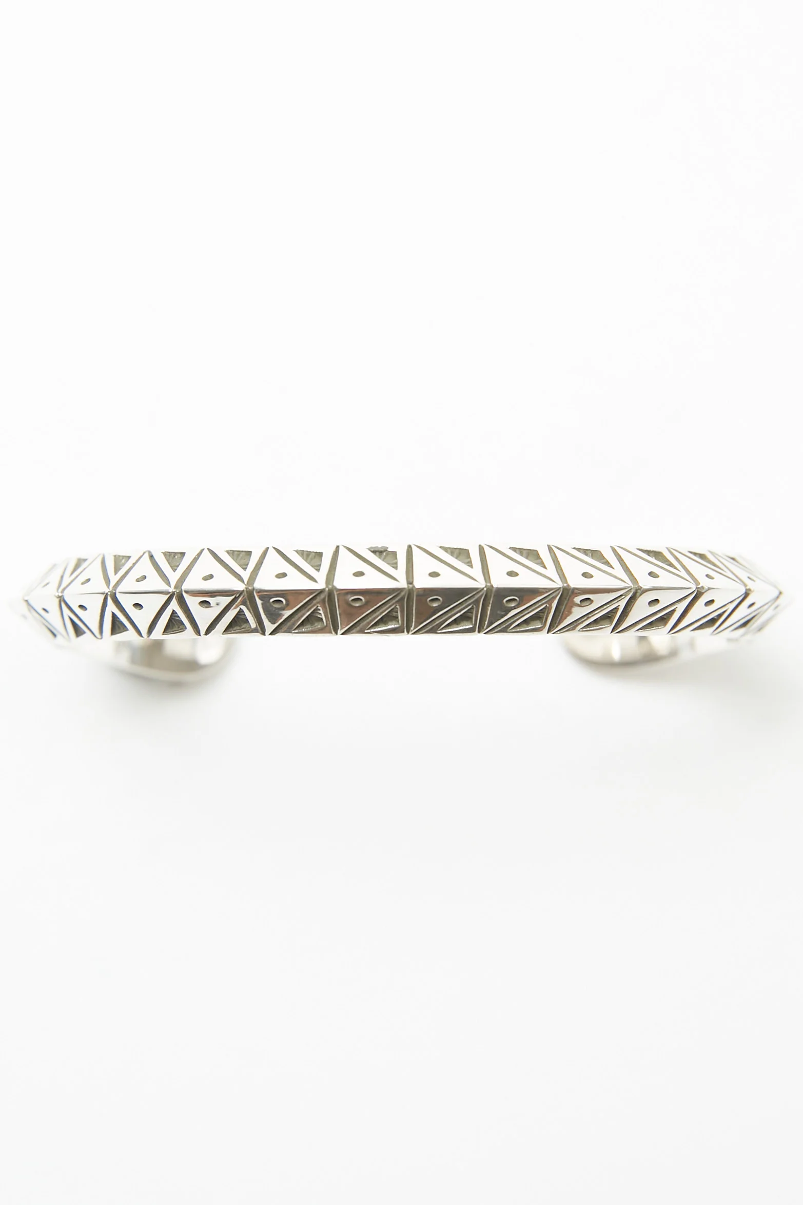 Sterling Silver Triangle Cuff by Lyle Secatero - Night and Day Cuff - Image 2