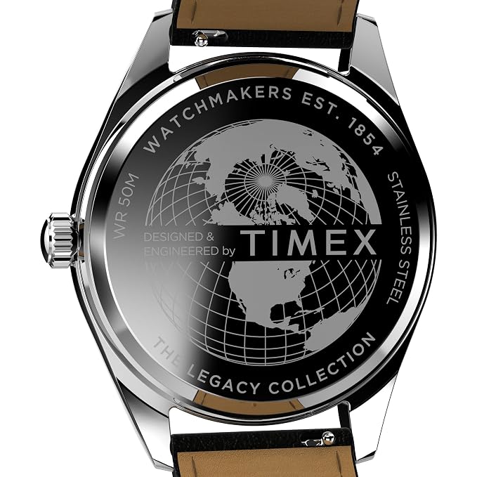 Timex Legacy 41mm Leather Strap Watch - Green / Black - Image 4