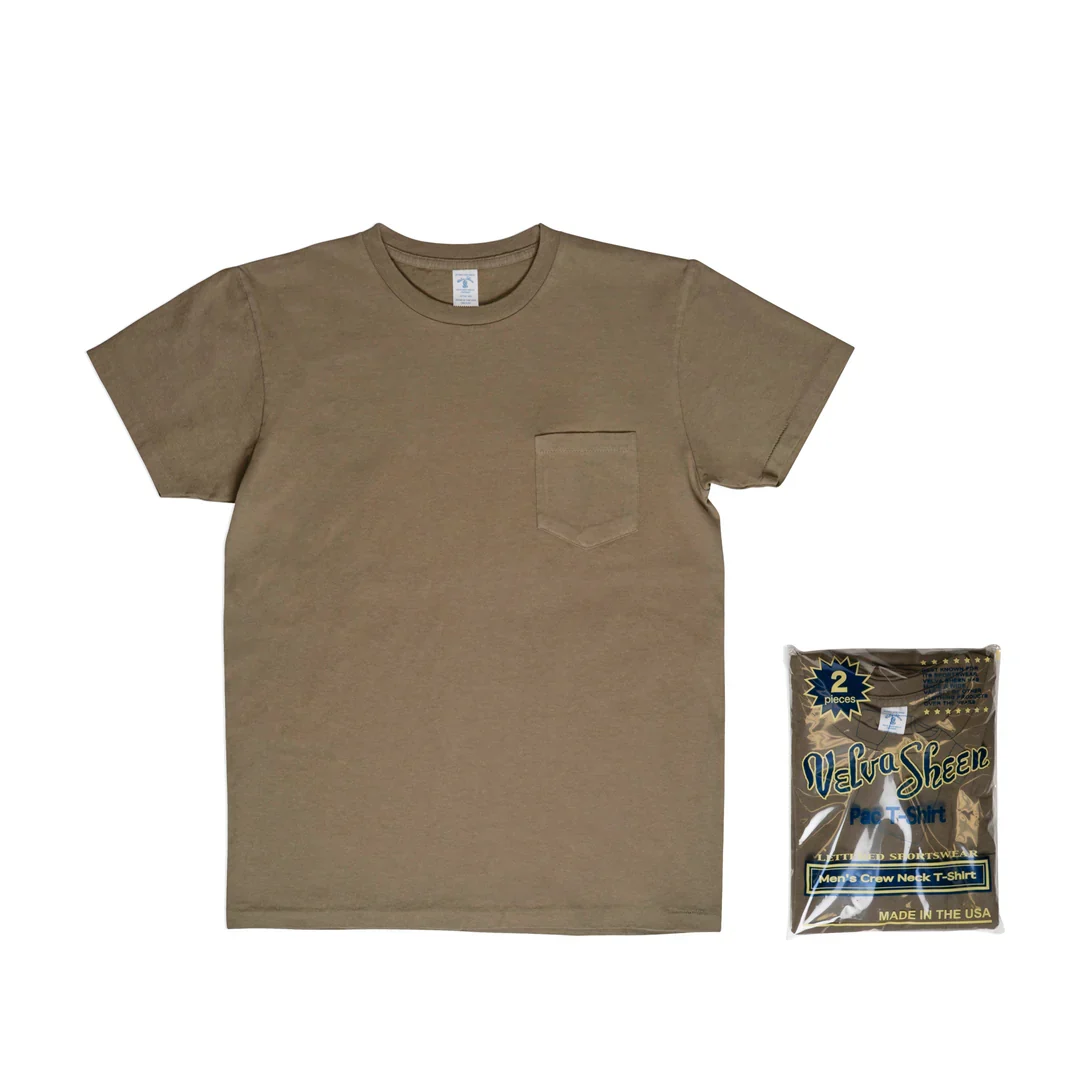 Velva Sheen - Short Sleeve Crew Neck Pocket Tee (2 Pac) - Olive Drab