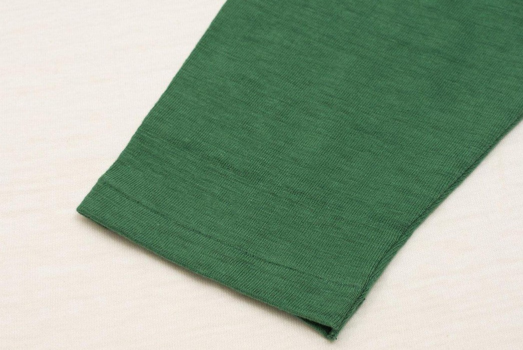 Warehouse & Co. Lot 4800 - Baseball Tee Plain - Cream/Light Green - Image 3