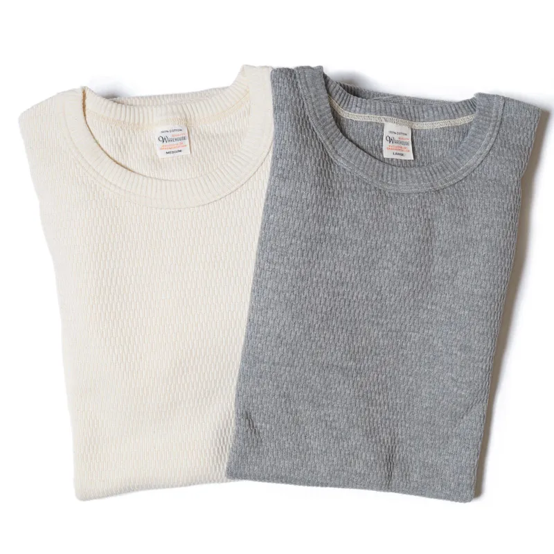 Warehouse & Co. Lot 5903 4-Needle Crew Neck Waffle Long Sleeve Tee - Natural - Image 10