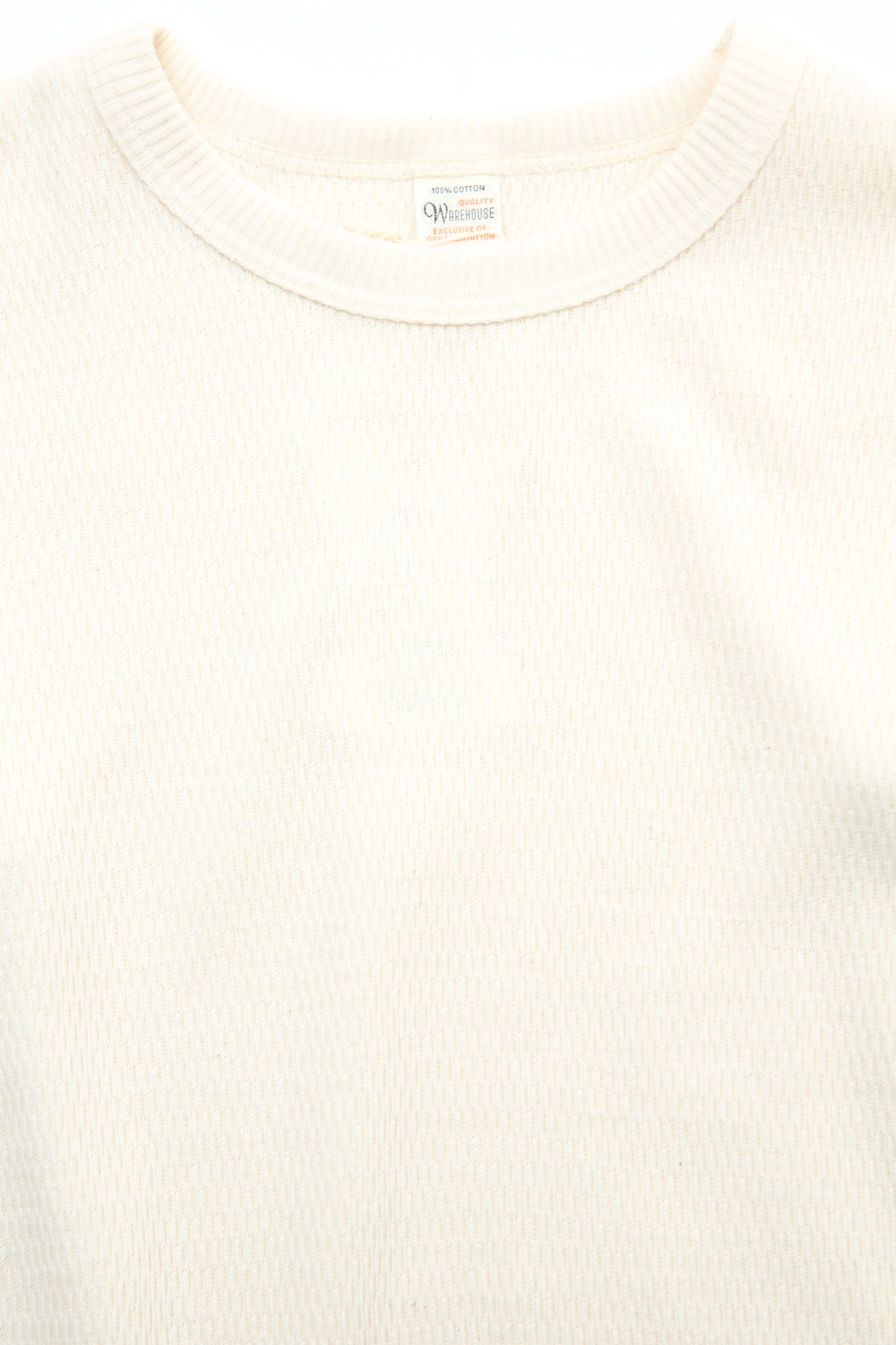Warehouse & Co. Lot 5903 4-Needle Crew Neck Waffle Long Sleeve Tee - Natural - Image 2
