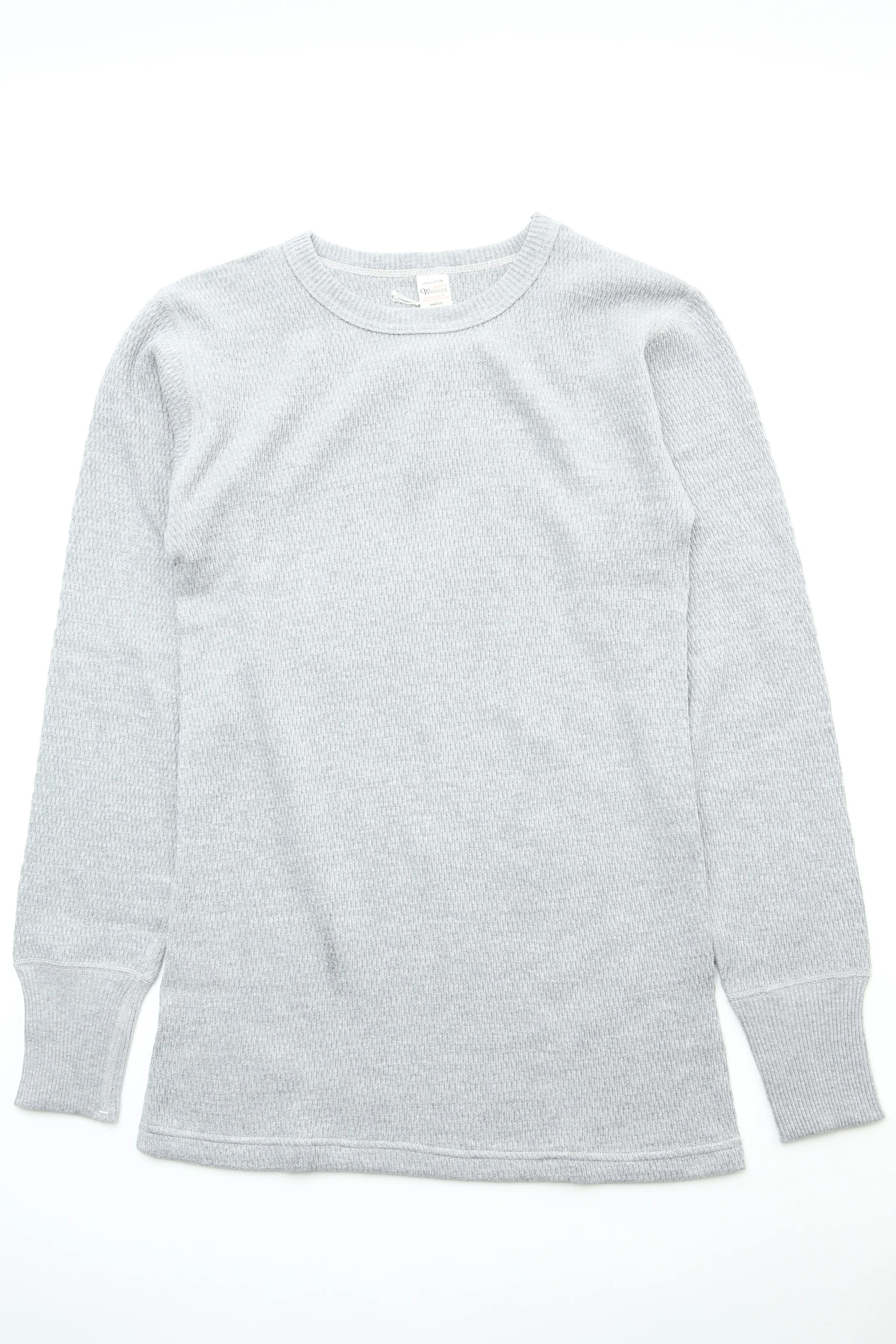 Warehouse & Co. Lot 5903 4-Needle Crew Neck Waffle Long Sleeve Tee - Heather Grey