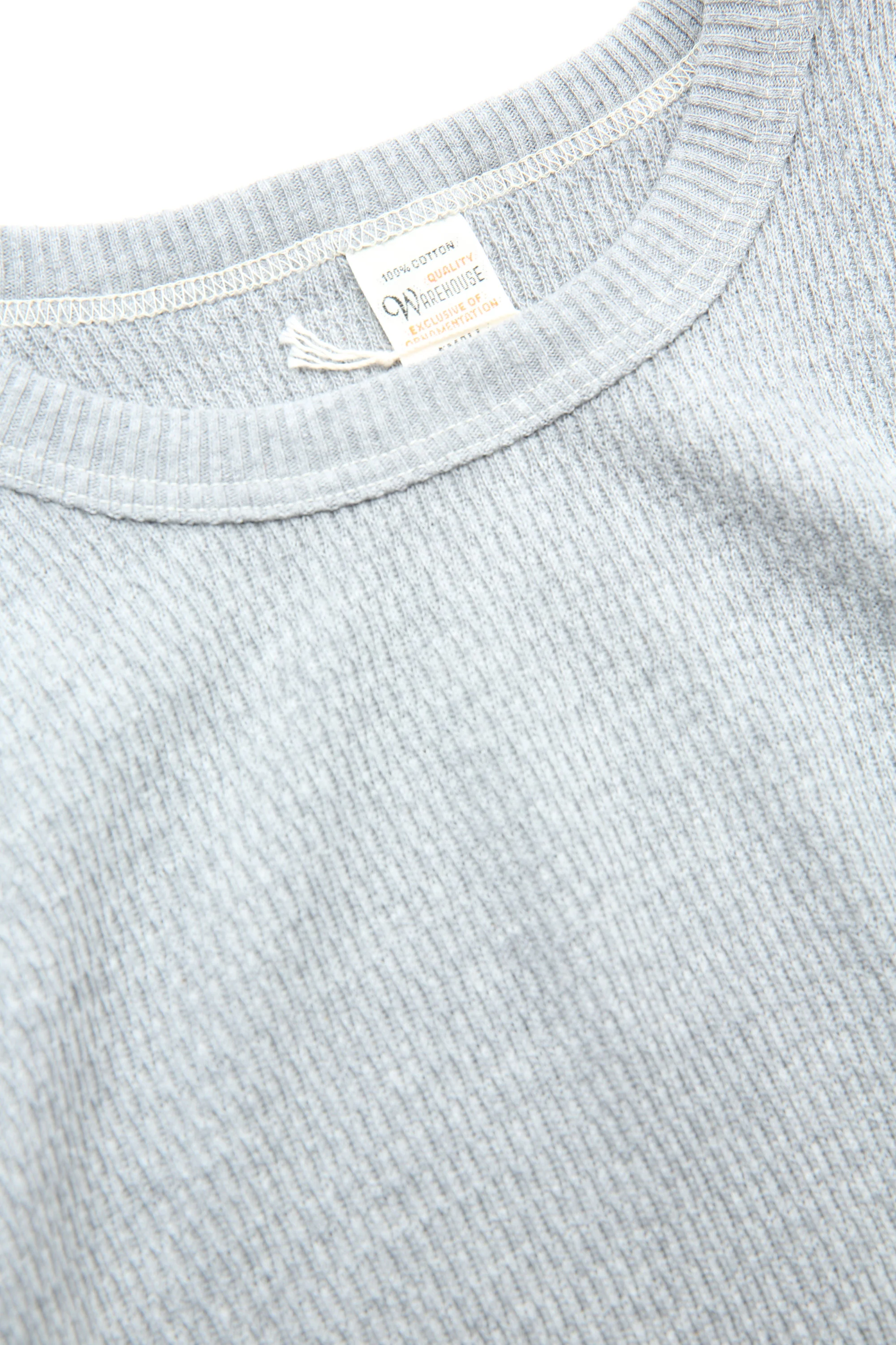 Warehouse & Co. Lot 5903 4-Needle Crew Neck Waffle Long Sleeve Tee - Heather Grey - Image 6