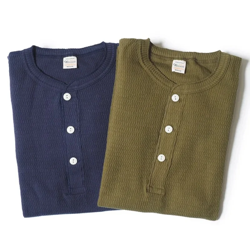 Warehouse & Co. Lot 5904 - Four Needle Henley Neck Waffle Long Sleeve Shirt - Natural - Image 11